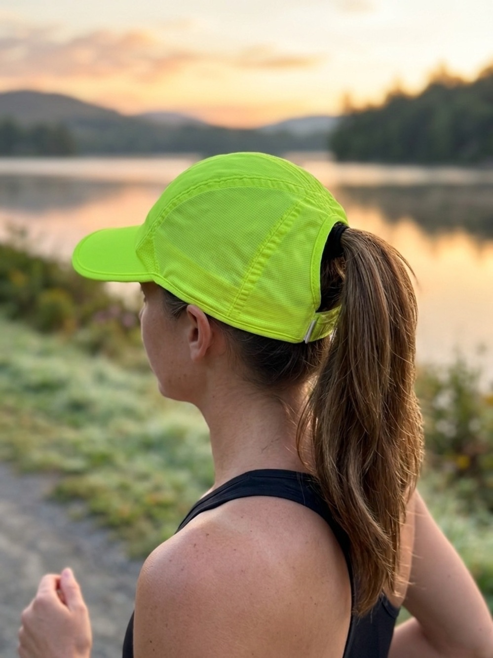 Ponyflo Neon Yellow High Ponytail Baseball Cap One Size